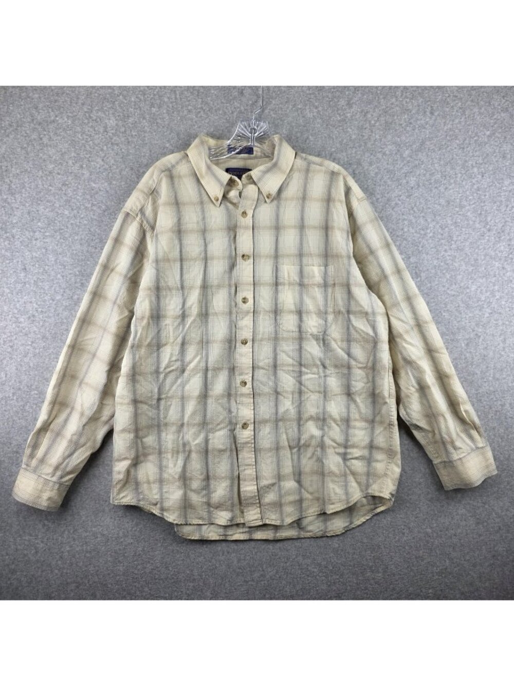 Pendleton Shirt Mens XL White Plaid 100% Wool Button Up Long Sleeve Collared